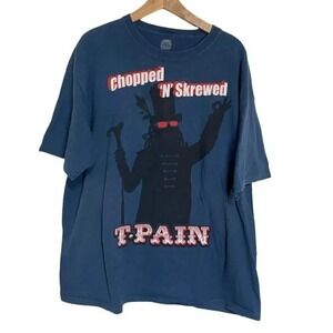 T-Pain Chopped N Skrewed Graphic T-Shirt Blue XXL The Thread Shop Hip Hop Rap